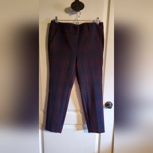 Red and Blue Plaid Loft Marisa Skinny Pants